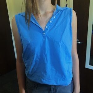 blue collared sweater vest